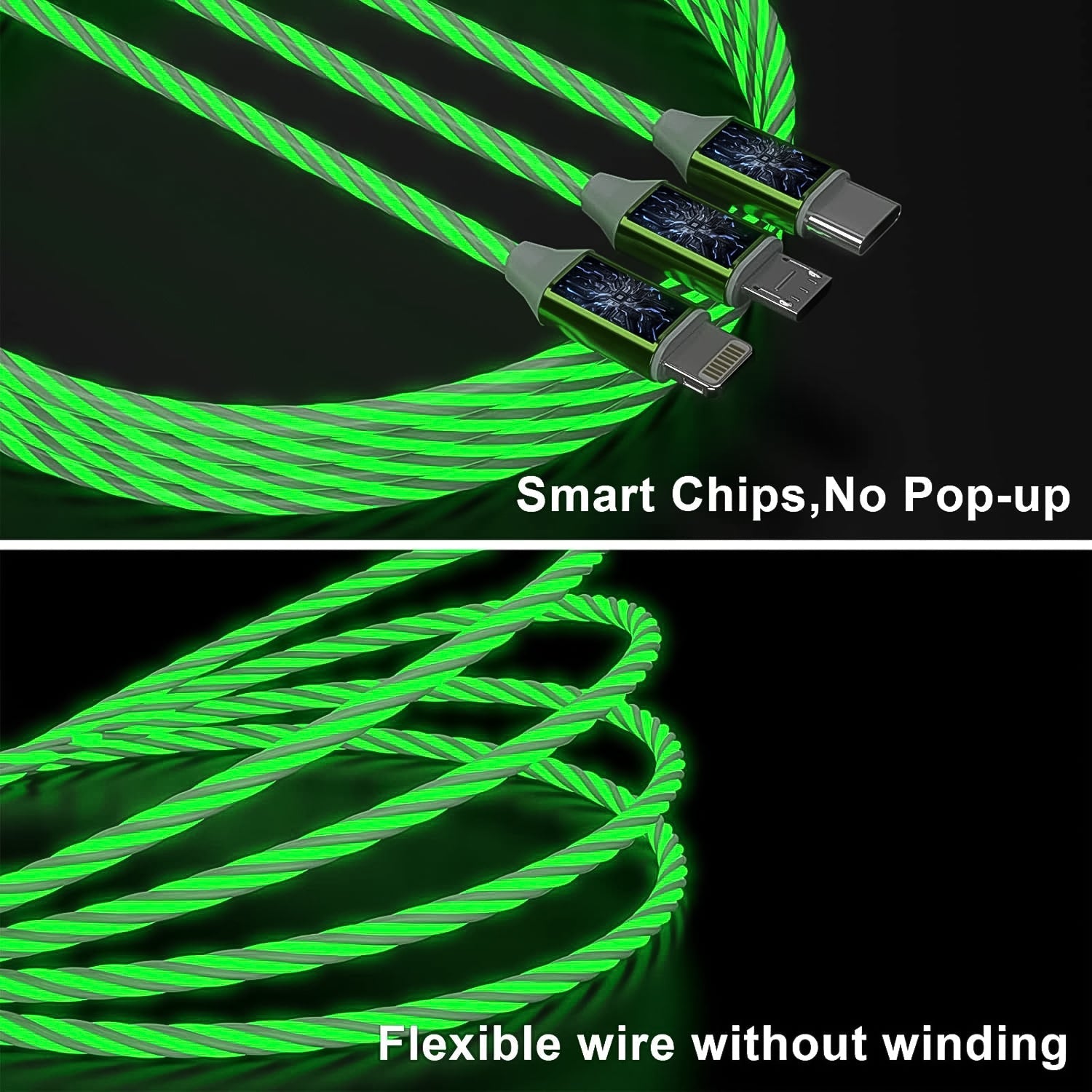 3 In 1 Charging Cable Light Up Fast Charger Multi Charging Cable (1 Pc) 3 In 1 Charging Cable Light Up Fast Charger Multi Charging Cable (1 Pc)